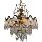 Art Nouveau Stijl Kroonluchter Hanglamp Vintage Staafjes Lamp Kristal Swarovski thumbnail 1