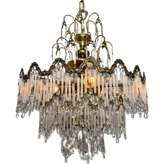 Art Nouveau Stijl Kroonluchter Hanglamp Vintage Staafjes Lamp Kristal Swarovski 1