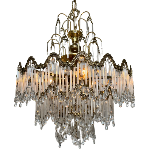 Art Nouveau Stijl Kroonluchter Hanglamp Vintage Staafjes Lamp Kristal Swarovski