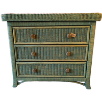 Vintage Rotan Ladekast Commode Groen