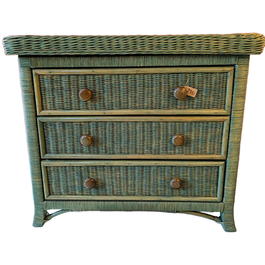 Vintage Rotan Ladekast Commode Groen 1
