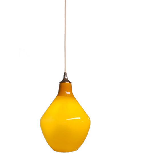 Vintage Glazen Gele Amber Hanglamp Plafondlamp Lamp 1
