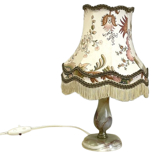 Marmer/Franje Kap Lampje Vintage Tafellamp 1