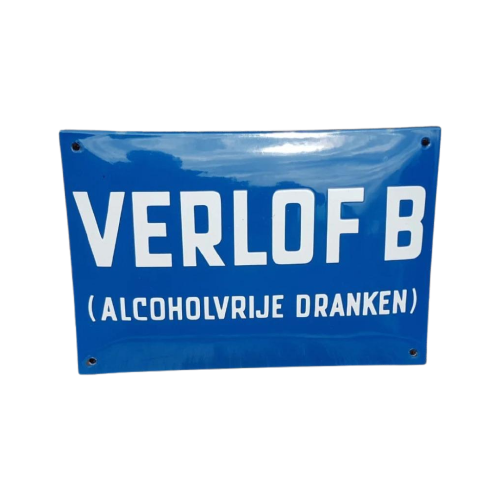 Emaille Bord Verlof B (Alcoholvrije Dranken).