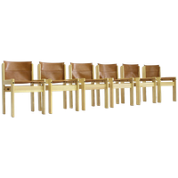 Vintage Ibisco Cognac Leren Eetkamerstoelen, Set Van 6