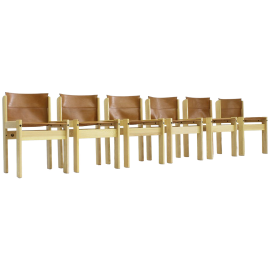 Vintage Ibisco Cognac Leren Eetkamerstoelen, Set Van 6 1