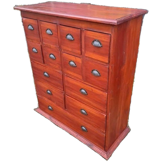 Fraaie Vintage Ladenkast, Apothekerskast, Archiefkast 1