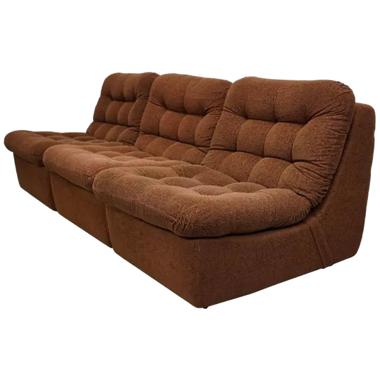 Vintage Brown German 3-seat Modular Design Sofa Boucle, 1970s 1