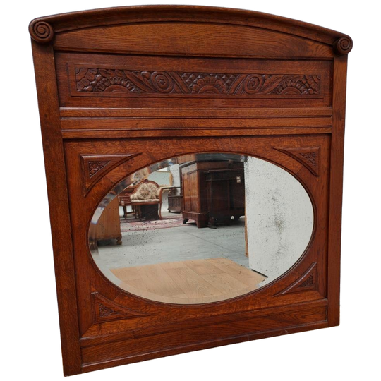 Antieke Houten Facet Geslepen Spiegel, Landelijke Schouwspiegel 814 1