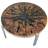 Vintage Salontafel Tegeltafel Fatlava Rond