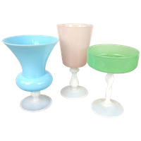 3 Opaline Pastelkleurige Vazen