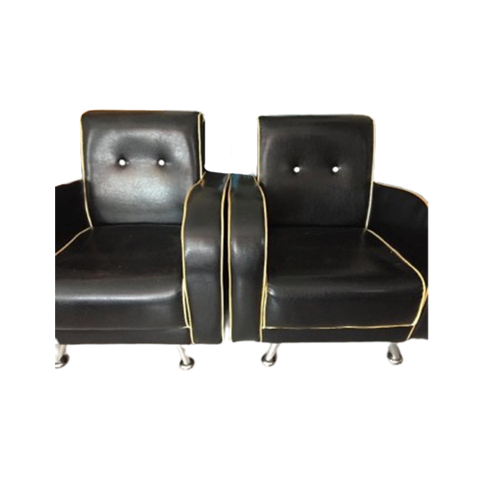 Retro Fauteuils Set In Zwart Skai 1