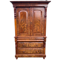 Heel Mooi Antiek Engels Mahonie Driedelig Kabinet, Met Planken En 3 Lades, 210 Cm Hoog