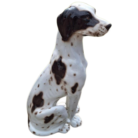 Handmade Midcentury Porseleinen Beeld, Italy Pointer Hond😍 1