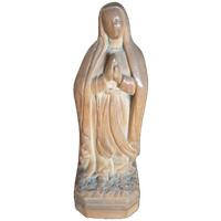 Prachtig Oud Houtsnijwerk Maria Beeldje H 20 Cm