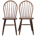 Set Van 2 Vintage Houten Spijlen Windsor Stoelen Uit De Jaren ’70 In Engelse Stijl thumbnail 1