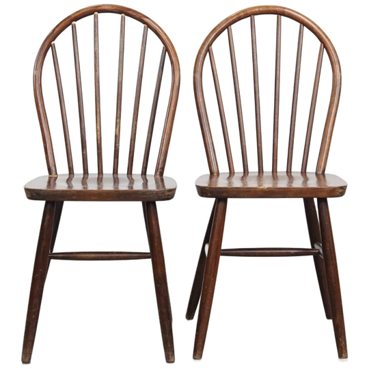 Set Van 2 Vintage Houten Spijlen Windsor Stoelen Uit De Jaren ’70 In Engelse Stijl 1