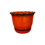 Vintage Bloempot Bloempotje Potje Oranje Jaren 70 thumbnail 1