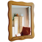 Vintage Spiegel Hout Wave Golfrand thumbnail 1