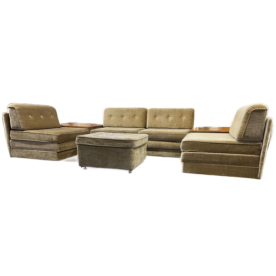 Vintage 4 Delige Modulaire Salon / Zetel Met 2 Hoekelementen 1