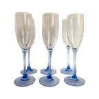 6X Vintage Champagneglas Blauwe Steel Luminarc thumbnail 1