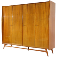 Vintage Scandinavisch Design 4-deurs Kledingkast In Teak, 1960s