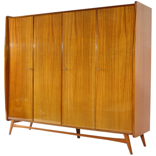 Vintage Scandinavisch Design 4-deurs Kledingkast In Teak, 1960s 1