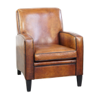 Mooie En Comfortabele Art Deco Design Schapenleren Fauteuil Met Een Prachtig Patina thumbnail 1