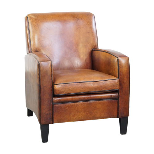 Mooie En Comfortabele Art Deco Design Schapenleren Fauteuil Met Een Prachtig Patina