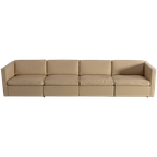 Charles Pfister For Knoll Mid-century White Leather Sofa And 4 X Cube Club Chairs thumbnail 1