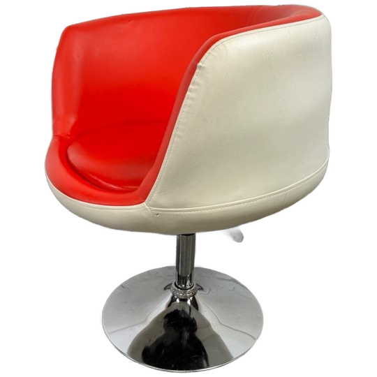 Vintage Witrode Kuipstoel / Loungestoel / Bureaustoel 1