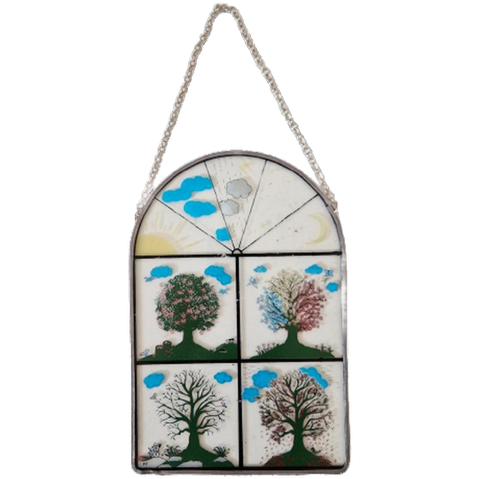 Jaren 80 Vintage Raamhanger Glas In Lood Raam Decoratie 1
