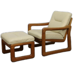 Lounge Chair With Ottoman In Leather By Poul Jeppesen For Holstebro Denmark, 1970s thumbnail 1