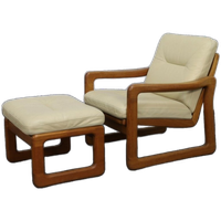 Lounge Chair With Ottoman In Leather By Poul Jeppesen For Holstebro Denmark, 1970s