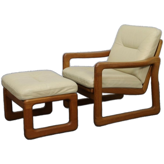 Lounge Chair With Ottoman In Leather By Poul Jeppesen For Holstebro Denmark, 1970s 1