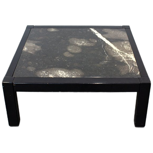 Zwarte Vintage Salontafel Marmeren Blad 1