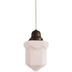 Skyscraper Art Deco Hanglamp In Witte Opaline, 1920-30 thumbnail 1
