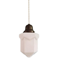 Skyscraper Art Deco Hanglamp In Witte Opaline, 1920-30
