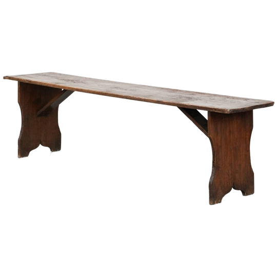 Tijdloze En Karaktervolle Antieke Engelse Halbank/ Bank Voor Aan De Eettafel Gemaakt Van Pinewood 1