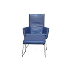 Zganieuw! Blauwe Leren Label Don Fauteuil + Evt Hocker! thumbnail 1