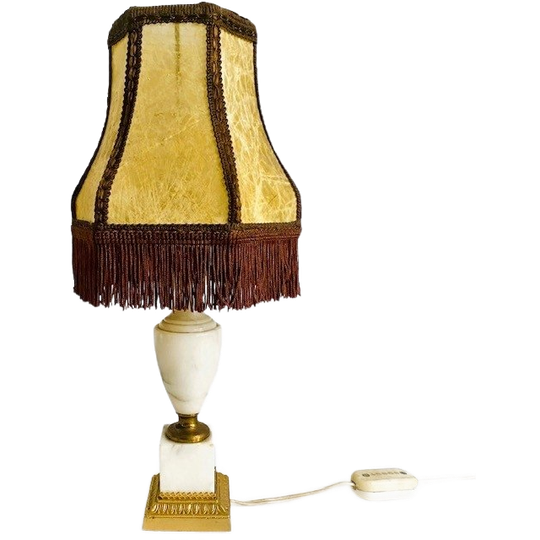Vintage Marmeren Lampenvoet Barok Lampenkapje 1