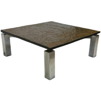 Vintage Vierkante Salontafel Leisteen Verchroomd Design 60's