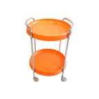 Midcentury Orange Double Tray Bar Cart thumbnail 1