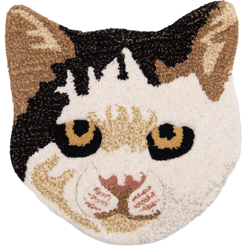 Vloerkleed Kat 35X35 Cm Beige Bruin Wol - Clayre En - Dieren Tapijt