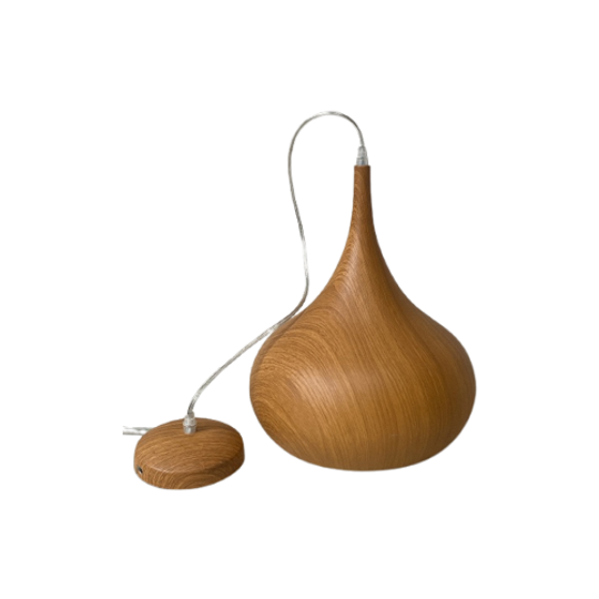 Metalen Hanglamp Met Teak Houten Uitstraling 1