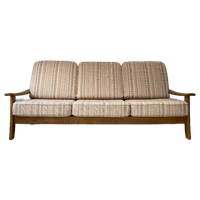 Vintage Houten 3 Zitsbank Met Kussens