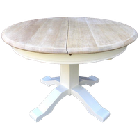Mooie Witte Landelijke Ronde Eiken Uitschuifbare Eettafel