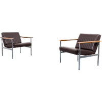 1960’s Pair Of Italian Design Architectural Armchairs / Fauteuils