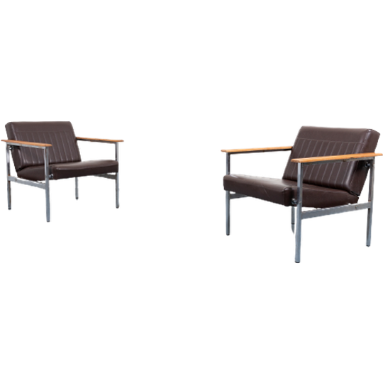 1960’s Pair Of Italian Design Architectural Armchairs / Fauteuils 1