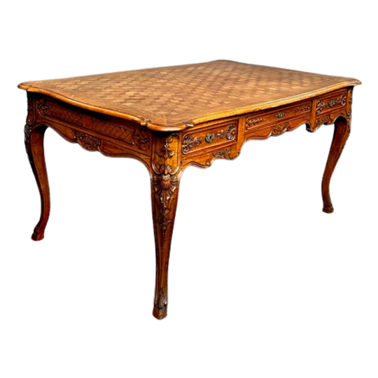 Antiek Luiks Bureau In Gesneden Eikenhout In Regency-stijl. 1